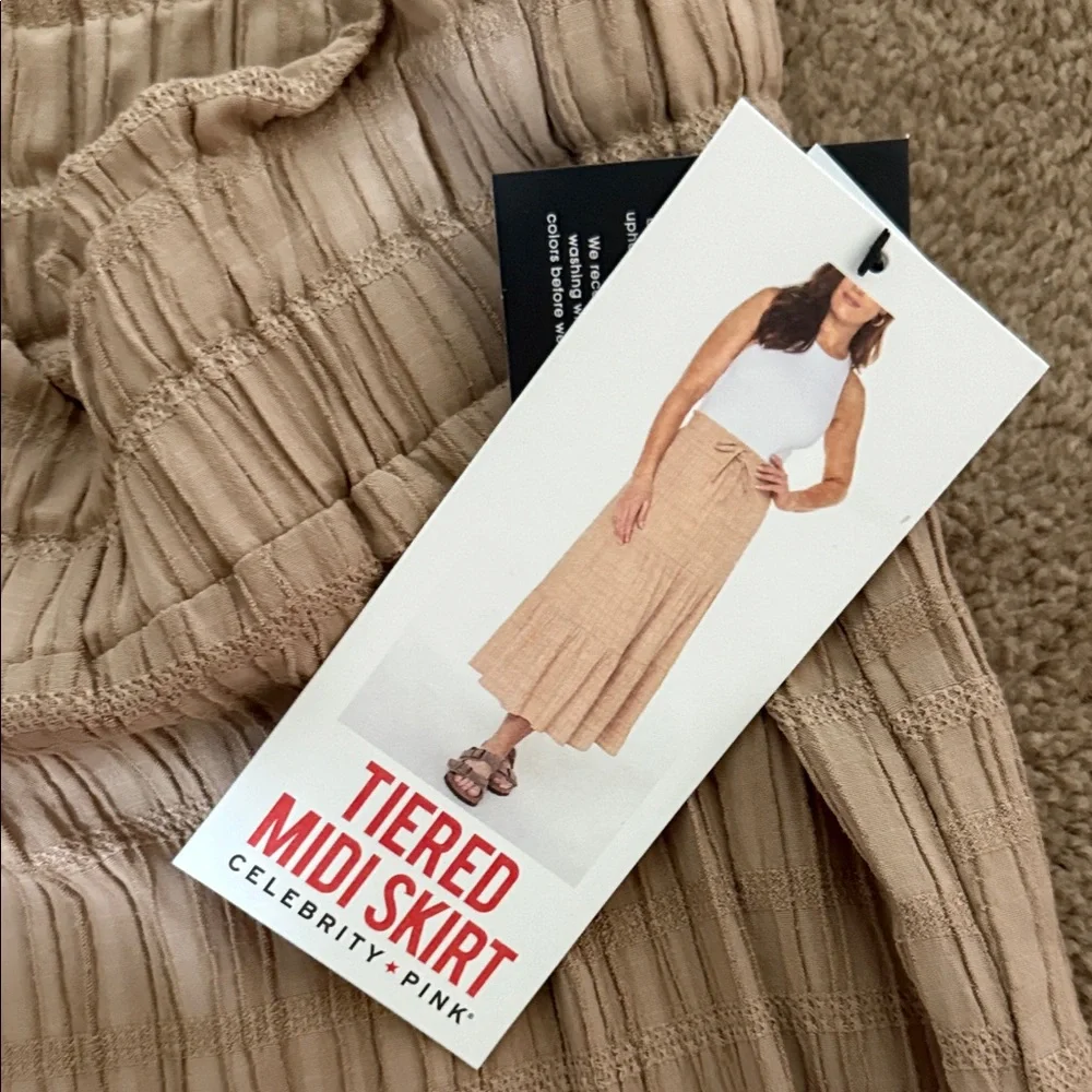 Celebrity Pink Tan Midi Skirt - Picture 3 of 3